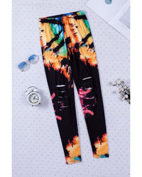 Thumbnail for Azura Exchange Tie Dye Hollow Out Fitness Leggings - L