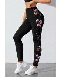 Thumbnail for Azura Exchange Floral Patch High Waist Leggings - L