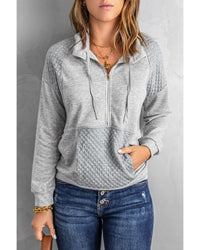 Thumbnail for Azura Exchange Quilted Half Zipper Sweatshirt - L