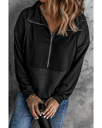 Thumbnail for Azura Exchange Quilted Patch Half Zipper Sweatshirt - S