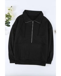 Thumbnail for Azura Exchange Quilted Patch Half Zipper Sweatshirt - S