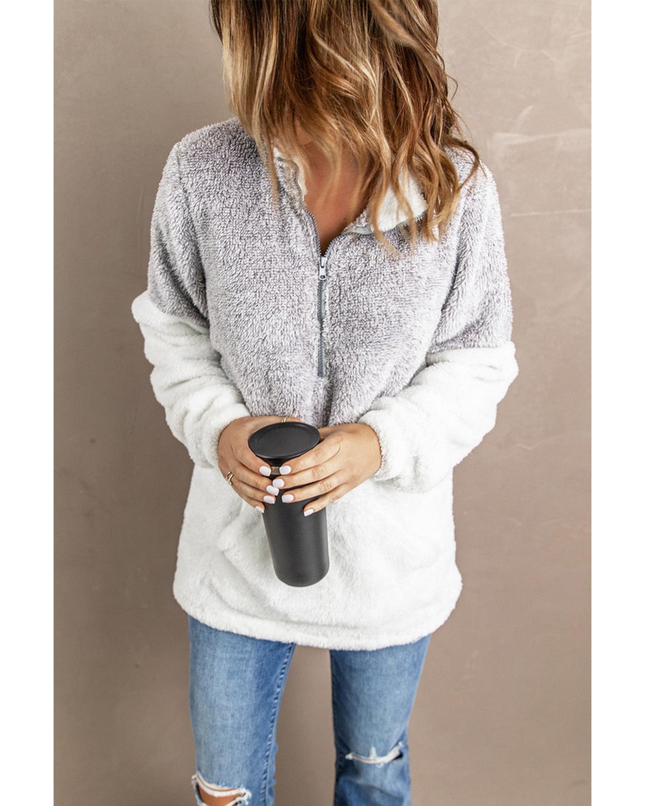 Azura Exchange Oversize Fluffy Fleece Pullover - L