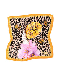 Thumbnail for Orange Leopard Silk Scarf - One Size