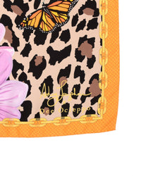 Thumbnail for Orange Leopard Silk Scarf - One Size