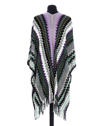 Thumbnail for Fringed Geometric Fantasy Poncho One Size Women