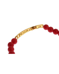 Thumbnail for Authentic NIALAYA Gold Plated Silver Bracelet with Red Coral Beads and CZ Diamond Cross S Women