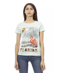 Thumbnail for Short Sleeve T-shirt with Round Neck and Front Print M Women