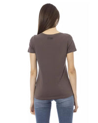 Thumbnail for Short Sleeve V-Neck T-Shirt with Front Print S Women