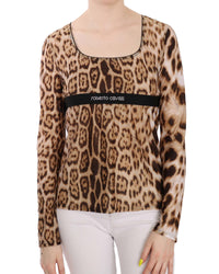 Thumbnail for Roberto Cavalli Long Sleeve Round Neck Leopard Top 46 IT Women