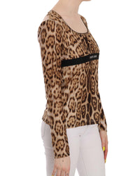 Thumbnail for Roberto Cavalli Long Sleeve Round Neck Leopard Top 46 IT Women