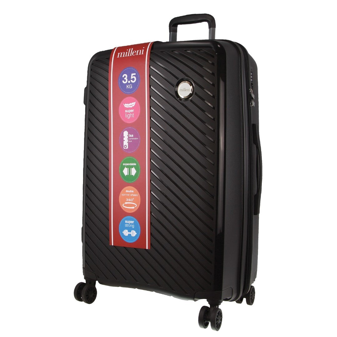 Milleni Hardshell Checked Luggage Bag Travel Suitcase 75cm (124L) - Black