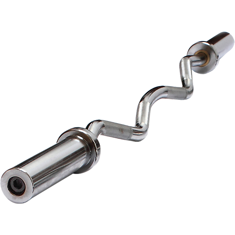 Chrome Olympic Curl Bar Barbell Heavy Duty EZ with Spring Collars