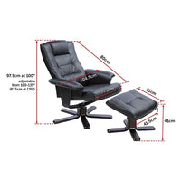 Thumbnail for PU Leather Massage Chair Recliner Ottoman Lounge Remote