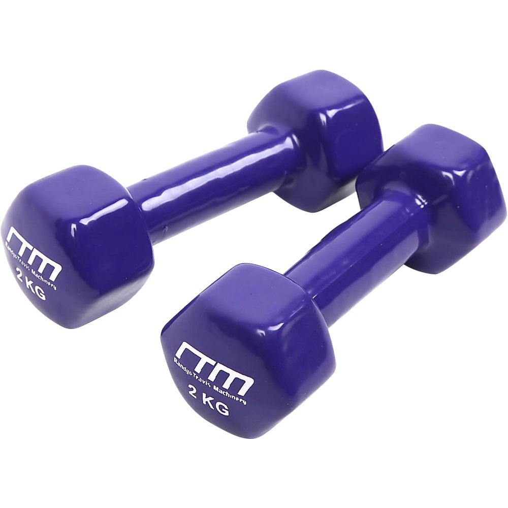 2kg Dumbbells Pair PVC Hand Weights Rubber Coated