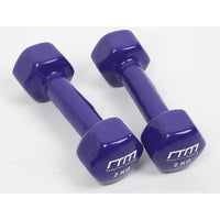 Thumbnail for 2kg Dumbbells Pair PVC Hand Weights Rubber Coated