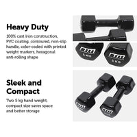 Thumbnail for 5kg Dumbbells Pair PVC Hand Weights Rubber Coated