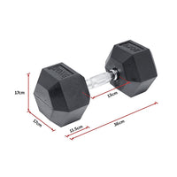 Thumbnail for 20KG Commercial Rubber Hex Dumbbell Gym Weight