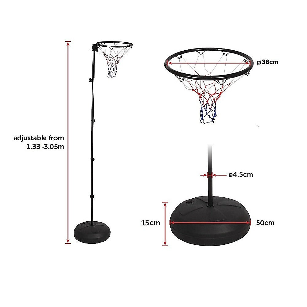 Netball Ring with Stand Portable Pole Height Adjustable