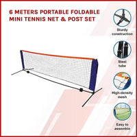 Thumbnail for 6 Meters Portable Foldable Mini Tennis Net & Post Set