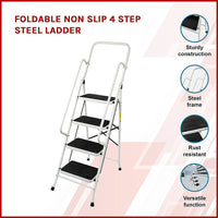 Thumbnail for Foldable Non Slip 4 Step Steel Ladder