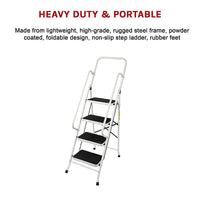 Thumbnail for Foldable Non Slip 4 Step Steel Ladder