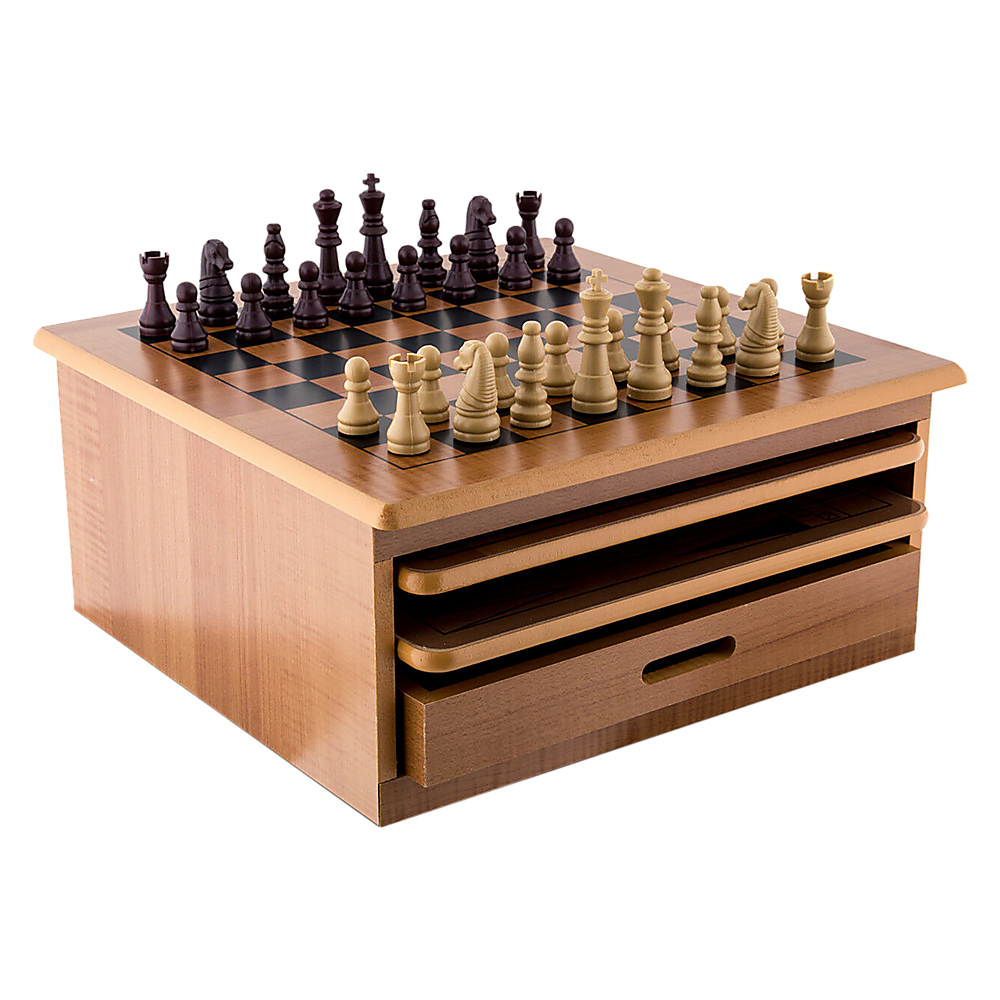 10 in 1 Wooden Chess Board Games Slide Out Checkers House Unit Set