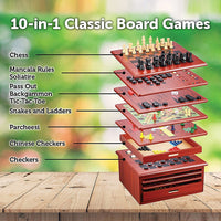 Thumbnail for 10 in 1 Wooden Chess Board Games Slide Out Checkers House Unit Set