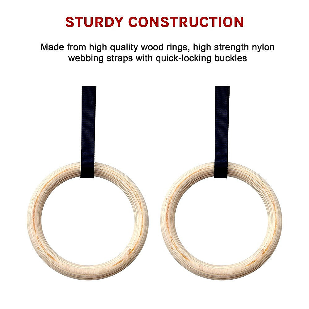 Wooden Gymnastic Rings Olympic Gym Strength Training