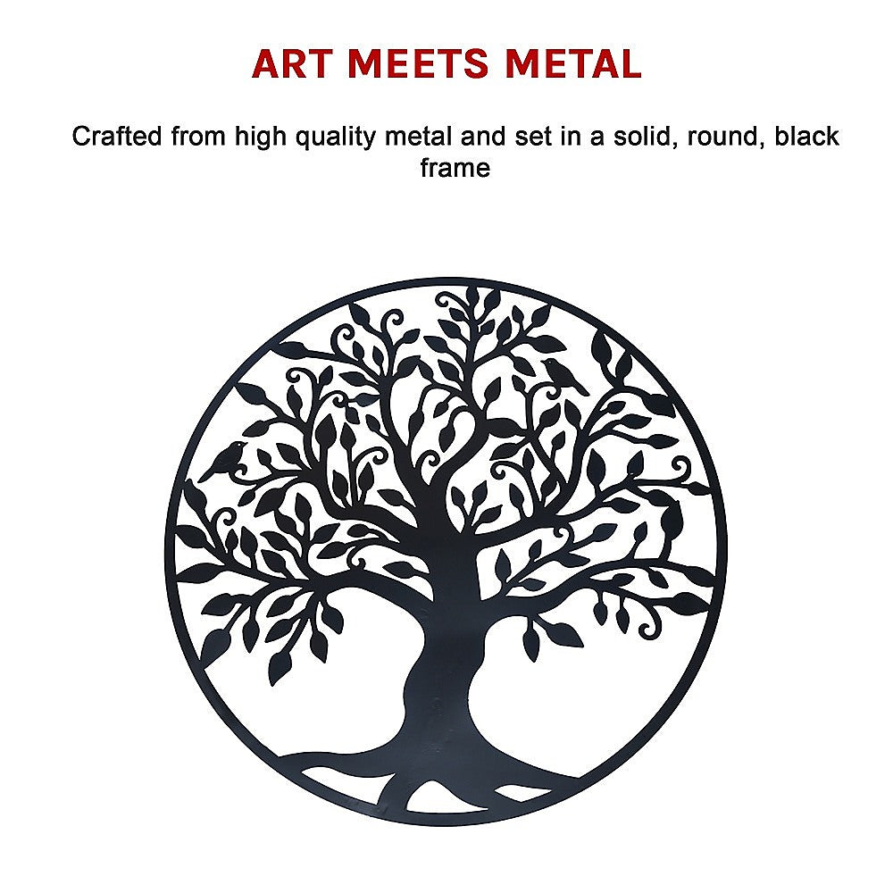 Black Tree of Life Wall Art Hanging Metal Iron Sculpture Garden 99cm