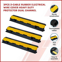 Thumbnail for 3pcs 2-Cable Rubber Electrical Wire Cover Heavy Duty Protector Dual Channel