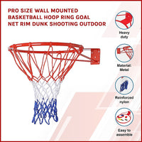 Thumbnail for Pro Size Wall Mounted Basketball Hoop Ring Goal Net Rim Dunk Shooting Outdoor