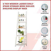 Thumbnail for 5 Tier Wooden Ladder Shelf Stand Storage Book Shelves Shelving Display Rack