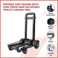 Thumbnail for Portable Cart Folding Dolly Push Truck Hand Collapsible Trolley Luggage 70Kg