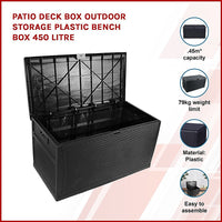 Thumbnail for Patio Deck Box Outdoor Storage Plastic Bench Box 450 Litre