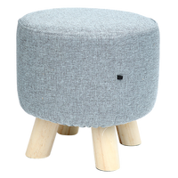 Thumbnail for Fabric Ottoman Foot Stool Rest Pouffe Footstool Wood Storage Padded Seat