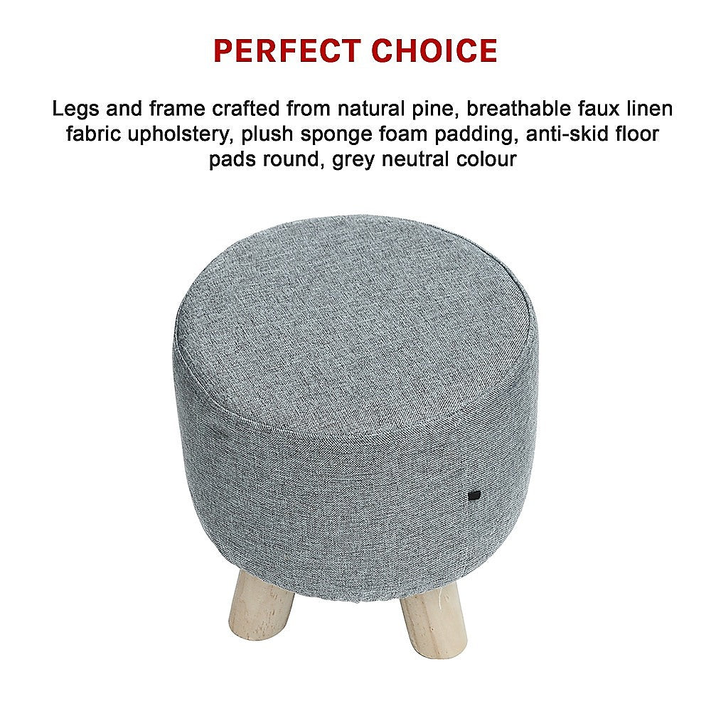 Fabric Ottoman Foot Stool Rest Pouffe Footstool Wood Storage Padded Seat