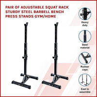 Thumbnail for Pair of Adjustable Squat Rack Sturdy Steel Barbell Bench Press Stands GYM/HOME