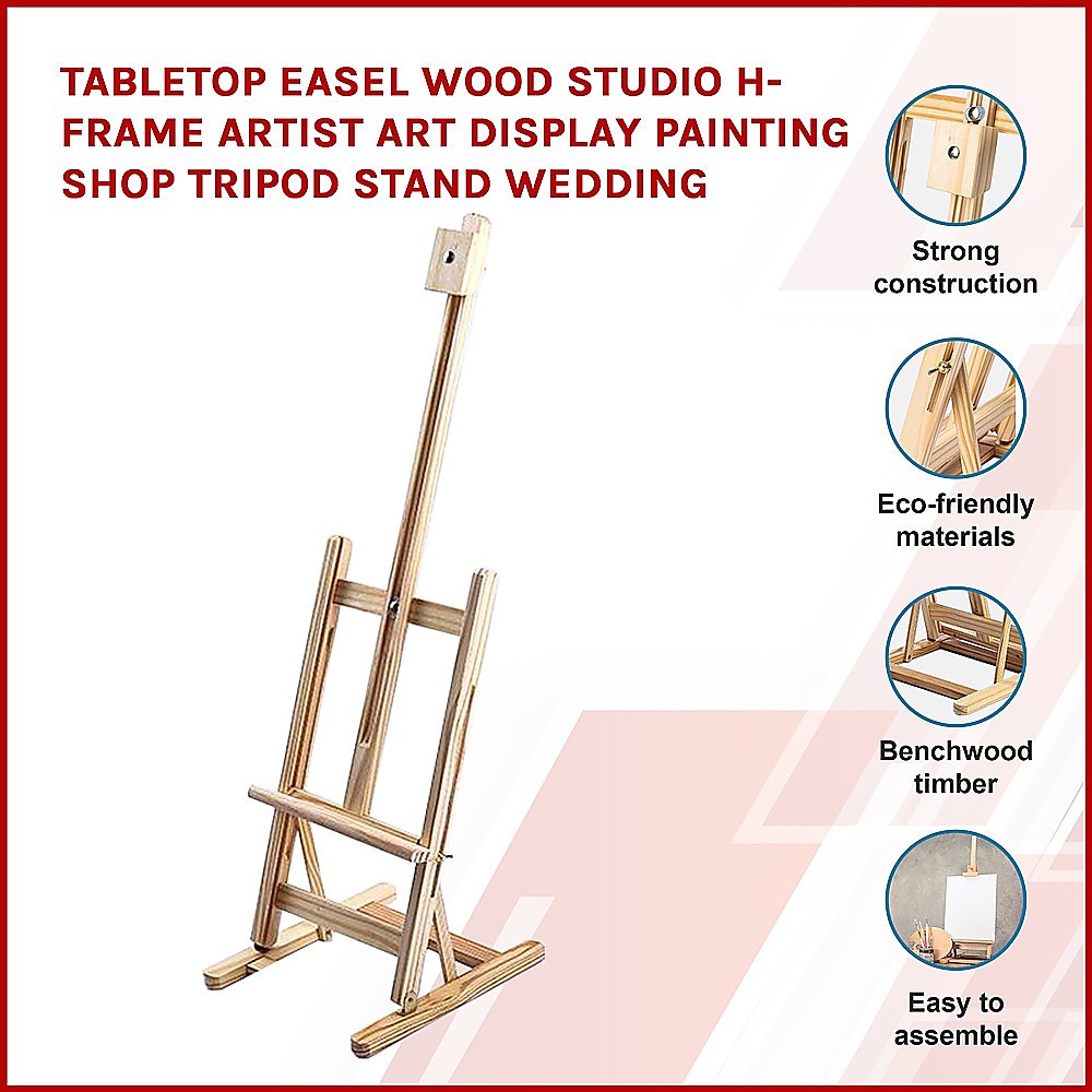 Tabletop Easel Wood Studio H-Frame Artist Art Display Painting Shop Tripod Stand Wedding