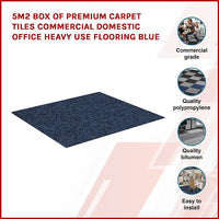 Thumbnail for 5m2 Box of Premium Carpet Tiles Commercial Domestic Office Heavy Use Flooring Blue