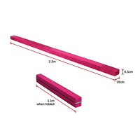 Thumbnail for 2.2m Gymnastics Folding Balance Beam Pink Synthetic Suede