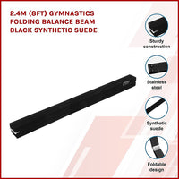 Thumbnail for 2.4m (8FT) Gymnastics Folding Balance Beam Black Synthetic Suede