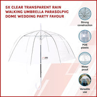 Thumbnail for 5x Clear Transparent Rain Walking Umbrella Parasol PVC Dome Wedding Party Favour