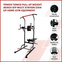 Thumbnail for Power Tower Pull Up Weight Bench Dip Multi Station Chin Up Home Gym Equipment