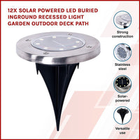 Thumbnail for 12x Solar Powered LED Buried Inground Recessed Light Garden Outdoor Deck Path