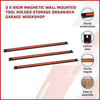 Thumbnail for 3 x 61cm Magnetic Wall Mounted Tool Holder Storage Organiser Garage Workshop