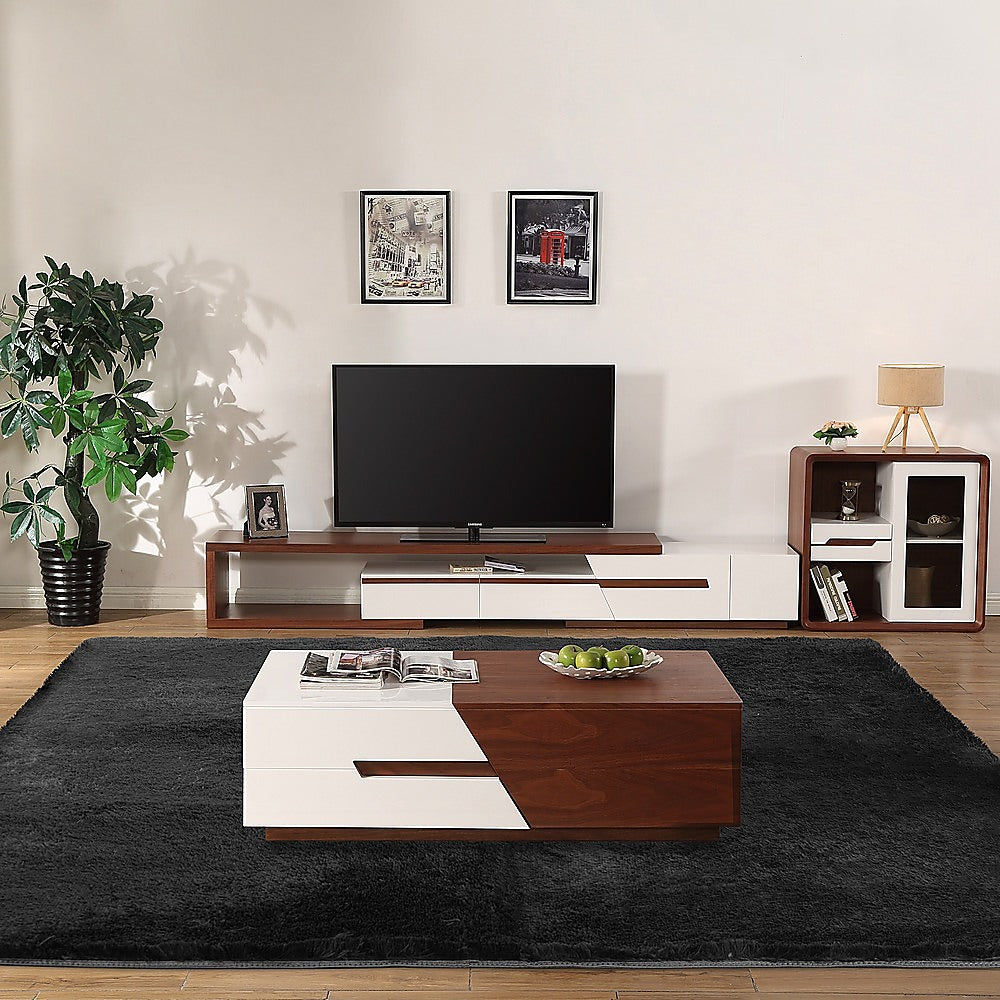 230x200cm Floor Rugs Large Shaggy Rug Area Carpet Bedroom Living Room Mat - Black