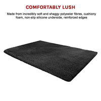 Thumbnail for 230x200cm Floor Rugs Large Shaggy Rug Area Carpet Bedroom Living Room Mat - Black