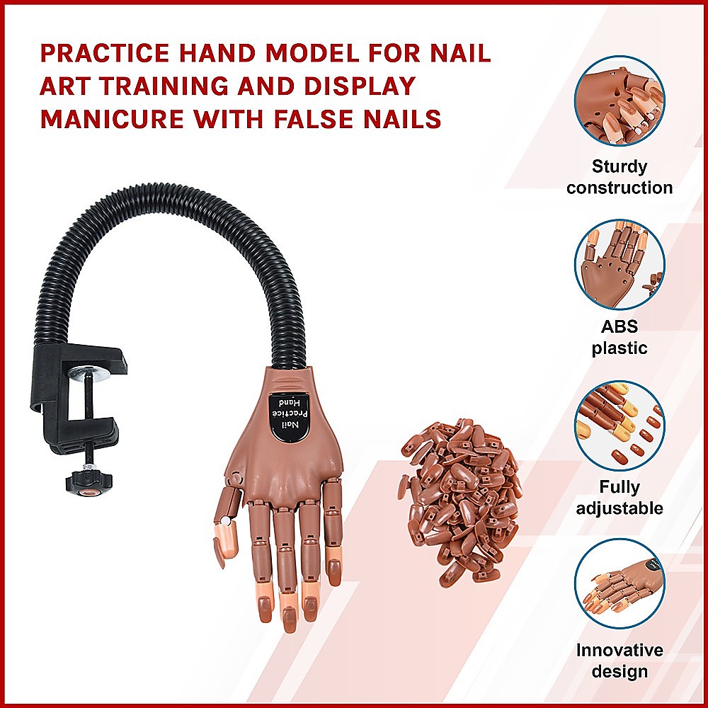 Practice Hand Model for Nail Art Training and Display Manicure with false nails