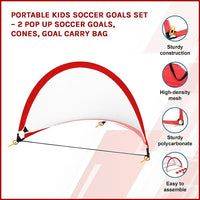 Thumbnail for Portable Kids Soccer Goals Set – 2 Pop Up Soccer Goals, Cones, Goal Carry Bag