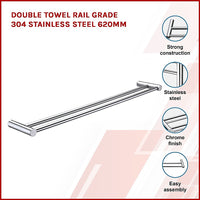 Thumbnail for Double Towel Rail Grade 304 Stainless Steel 620mm